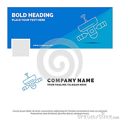 Blue Business Logo Template for satellite, antenna, radar, space, Signal. Facebook Timeline Banner Design. vector web banner Vector Illustration