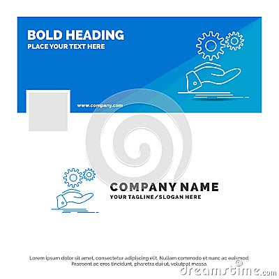 Blue Business Logo Template for solution, hand, idea, gear, services. Facebook Timeline Banner Design. vector web banner Vector Illustration