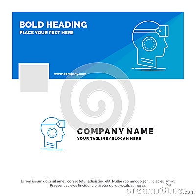 Blue Business Logo Template for VR, googles, headset, reality, virtual. Facebook Timeline Banner Design. vector web banner Vector Illustration