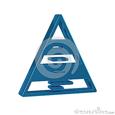 Blue Business pyramid chart infographics icon isolated on transparent background. Pyramidal stages graph elements. Stock Photo
