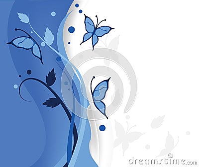 Blue butterflies background Vector Illustration