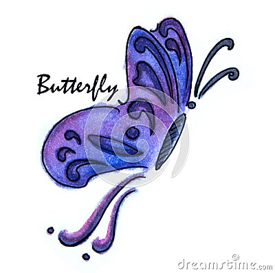 Blue butterfly on white background Stock Photo