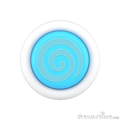 Blue button 3d icon. Minimalistic round switch of settings Vector Illustration