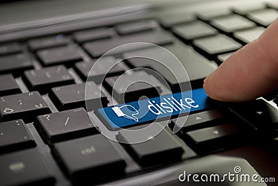 Blue button dislike Stock Photo