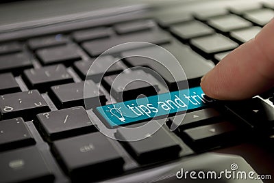 Blue button tips and tricks Stock Photo