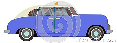 Blue cab icon. Retro passenger car. Cartoon auto Vector Illustration