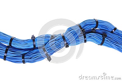 Blue cable bundles in computer global network Stock Photo