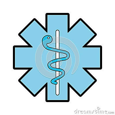 Blue caduceus medical shield Vector Illustration