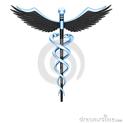 Blue caduceus medical symbol Stock Photo