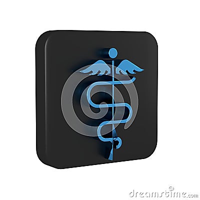 Blue Caduceus snake medical symbol icon isolated on transparent background. Medicine and health care. Emblem for Stock Photo