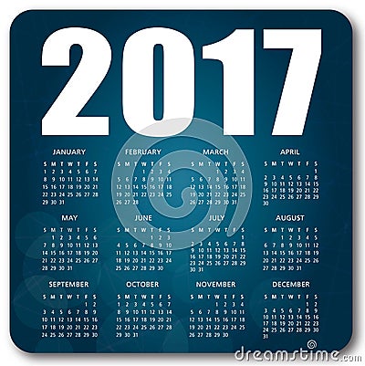 Blue calendar 2017 Vector Illustration