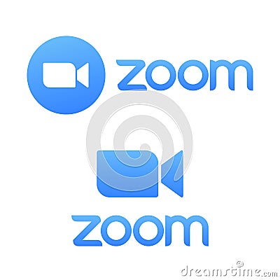 Blue camera icon - Zoom app logo vector - Live media streaming application for the phone, conference video calls with Vector Illustration