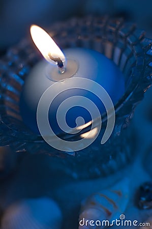 Blue candle light Stock Photo