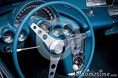 Blue car cockpit Stock Photo