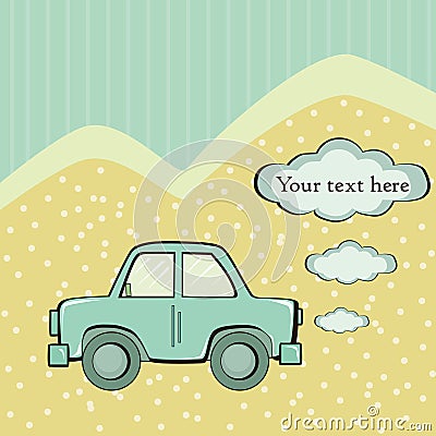 Blue car on a colorful background Vector Illustration