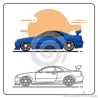 Blue super car Vector Illustration