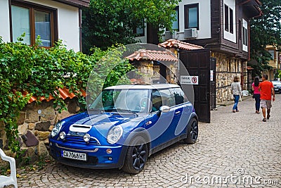 Blue car Mini Cooper Editorial Stock Photo