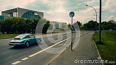 Blue car on the road Editorial Stock Photo