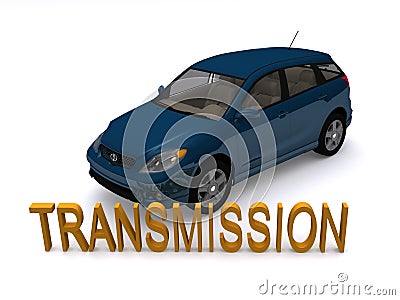 Blue car and transmission Stock Photo