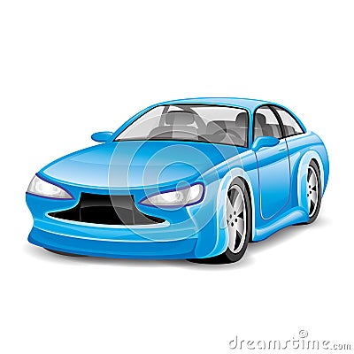 Blue car. Vector Illustration