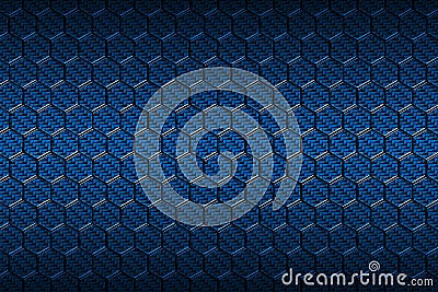 Blue carbon fiber hexagon pattern. Cartoon Illustration