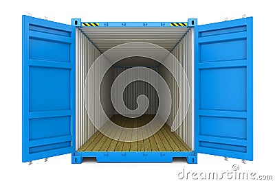 Blue cargo container with open doors Stock Photo