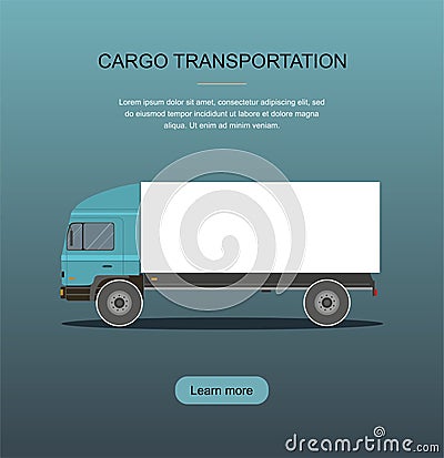 Blue Cargo Delivery Truck Vector Illustration