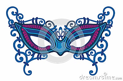 Blue carnival mask with decorations. Mardi Gras Vector Illustration