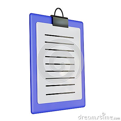 Blue Cartoon Clipboard. 3D rendering. Isolated on white background Stock Photo