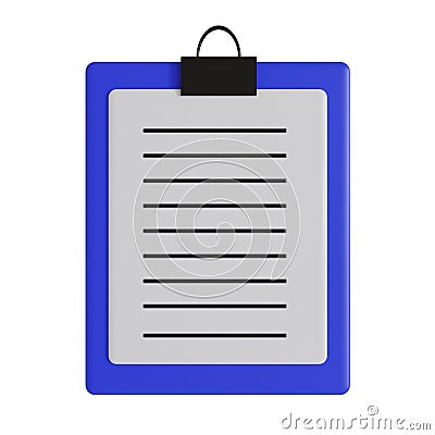 Blue Cartoon Clipboard. 3D rendering. Isolated on white background Stock Photo