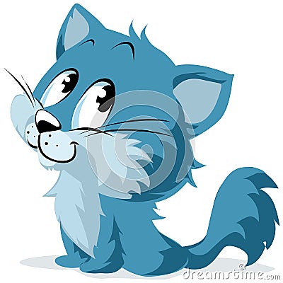 Blue Cartoon Kitten Or Cat Royalty Free Stock Image - Image: 26652956