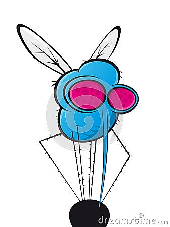 Blue cartoon mosquito Vector Illustration