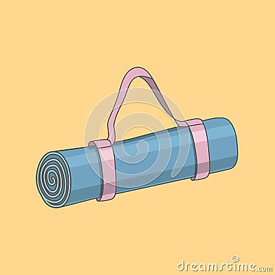 Blue cartoon yoga mat bag Vector Illustration