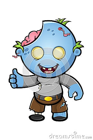 Blue Cartoon Zombie Character Vector Illustration