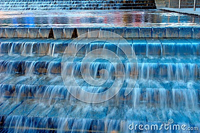 Blue cascade fountain Stock Photo