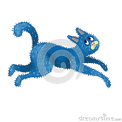 Blue cat run look funny Stock Photo