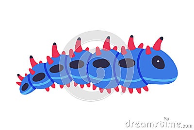 Blue Caterpillar as Larval Stage of Insect Crawling and Creeping Vector Illustration Stock Photo