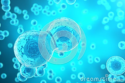 Blue cell background. Life and biology, medicine scientific, molecular research dna. 3d rendering Stock Photo