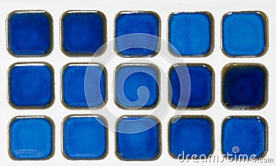 Blue Ceramic Mini Tile Stock Photo