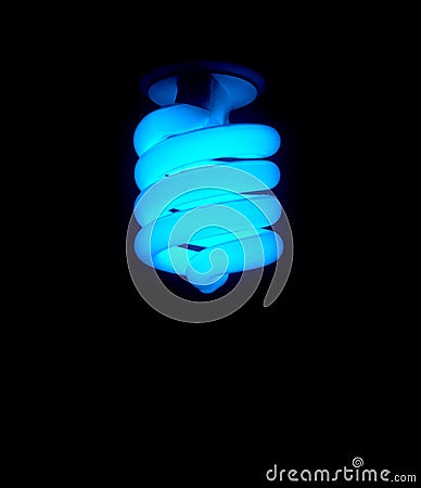 Blue CFL Bulb Stock Photo