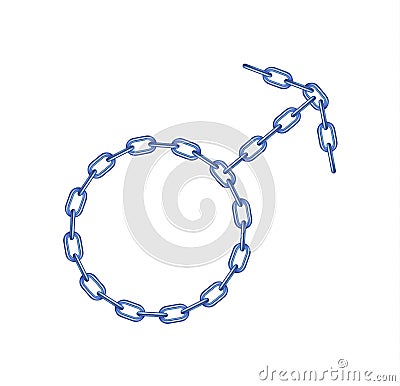 Blue chain in shape of male symbol Vector Illustration