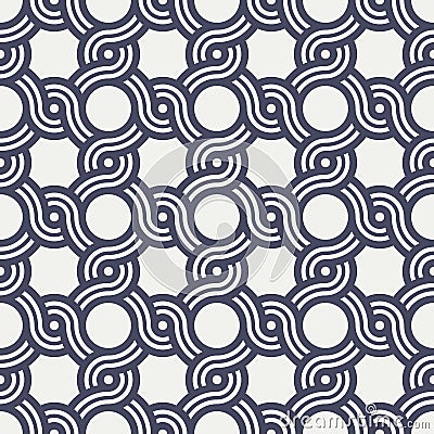 Seamless pattern with chained blue circles on a white background. Decorative vector illustration. Vector Illustration