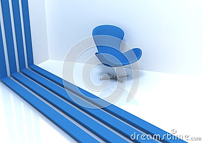 Blue chair and stripes Stock Photo