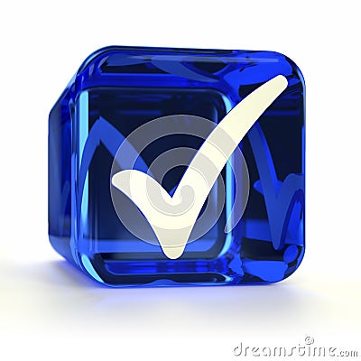 Blue Check Mark Icon Stock Photo