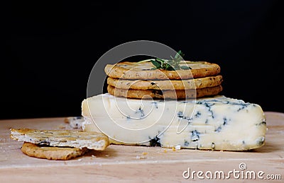 Blue cheese and crackers Stock Photo