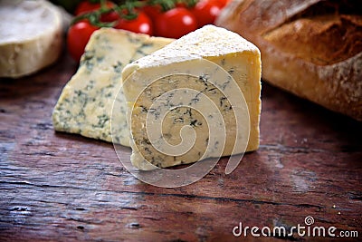 Blue cheese wedges Stock Photo