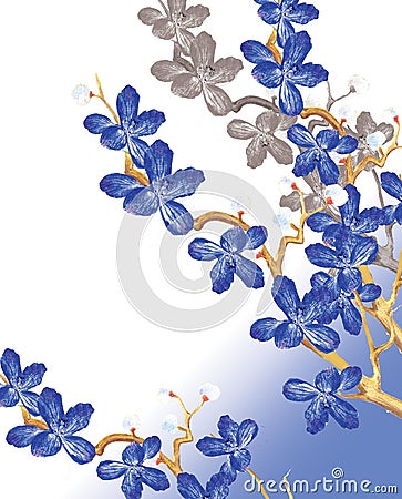 Blue Cherries Cartoon Illustration