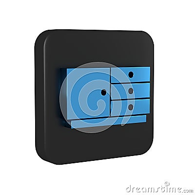 Blue Chest of drawers icon isolated on transparent background. Black square button. Stock Photo