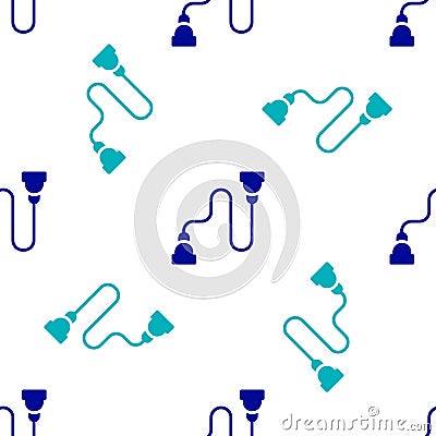 Blue Chest expander icon isolated seamless pattern on white background. Vector Vector Illustration