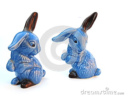 Blue china rabbits Stock Photo